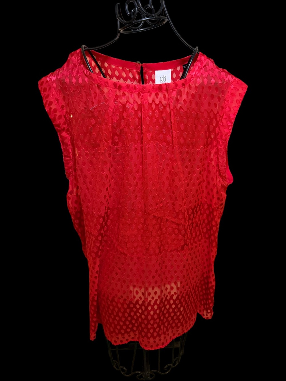 CAbi Vibrant Red Eyelet Sleeveless Top